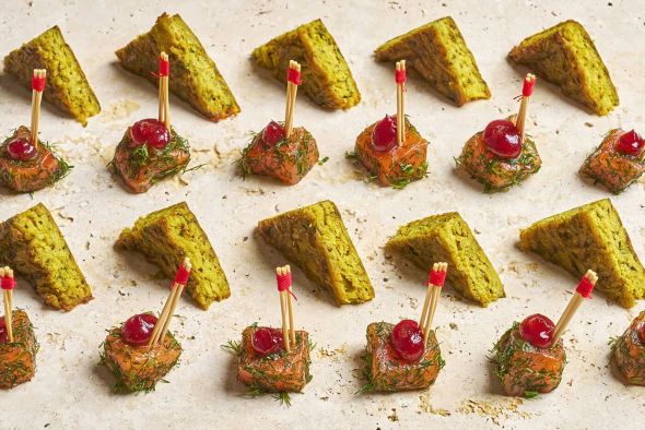 Pièces salées :Saumon, Omelette de pommes de terre