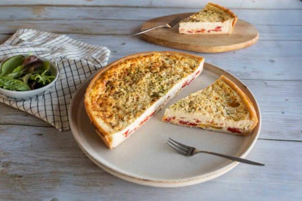 Grande quiche poivron grillés et chèvre