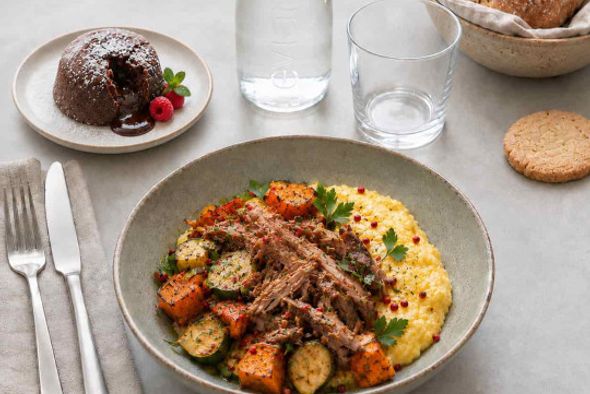 Plateau repas Canard confit effiloché & polenta