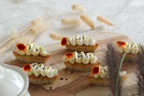 Plateau de 20 financiers orange et pavot