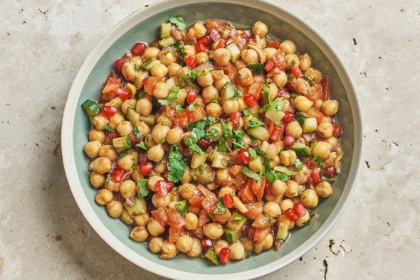 Chana-Salade de pois chiches, tomates et concombre