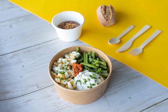 Lunchbox salade de haricots verts, oeufs, moutarde