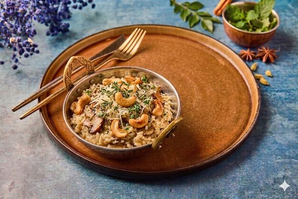 Risotto champignons poêlés et noix de cajou