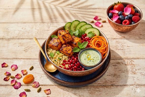 Bowl cabillaud tikka, quinoa