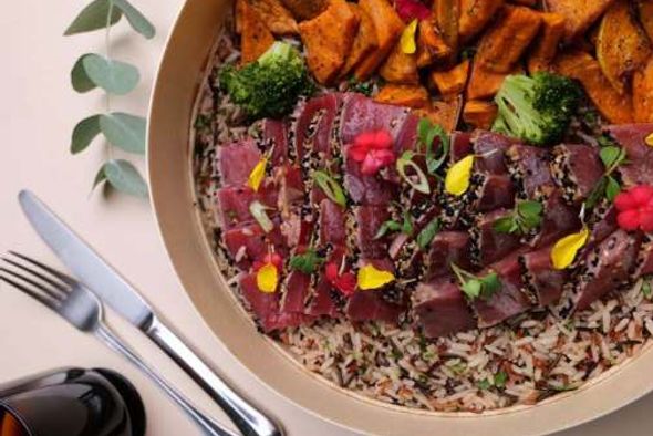 Tataki de thon, riz sauvage, butternut