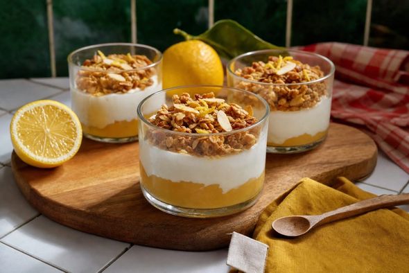 Verrine citron, fromage blanc et granola